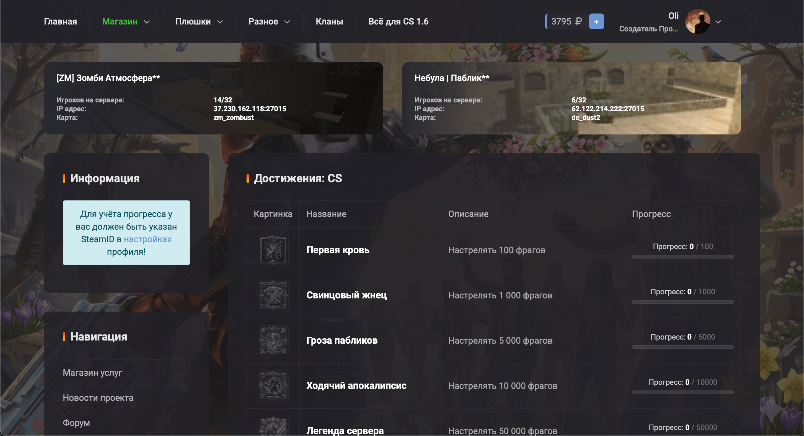 Система достижений | GameCMS